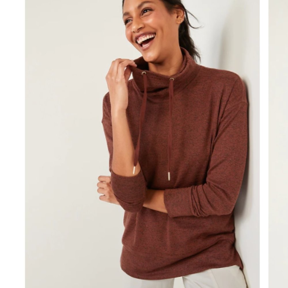 Like New! Soft Melange Cowlneck Tunic Sweater: Rust Color